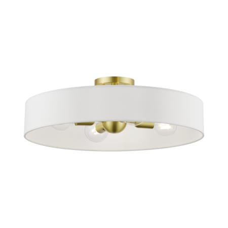 A large image of the Livex Lighting 46928 Satin Brass / Shiny White Accents