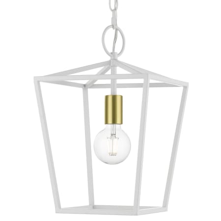 A large image of the Livex Lighting 49432 White with Satin Brass Accent