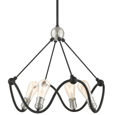 A large image of the Livex Lighting 49733 Textured Black with Brushed Nickel Accents
