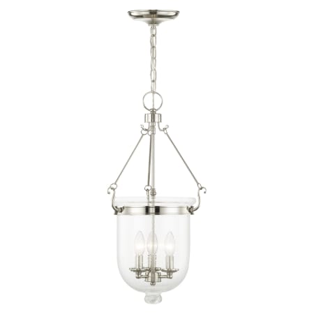 Three Light Chain Hanging Lantern Antique Brass Finish with Seeded Glass Livex Lighting 5083-01 Jefferson