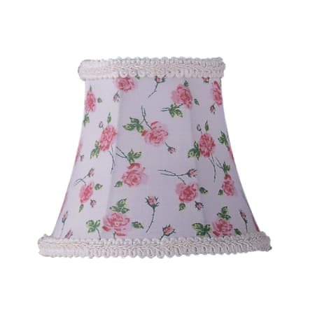 A large image of the Livex Lighting S273 White Floral Print Bell Clip Shade with Fancy Trim