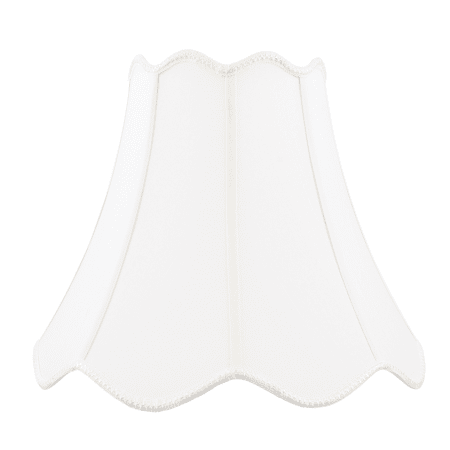 A large image of the Livex Lighting S559 White Top/Bottom Scallop Shantung Silk Bell Shade with Fancy Trim