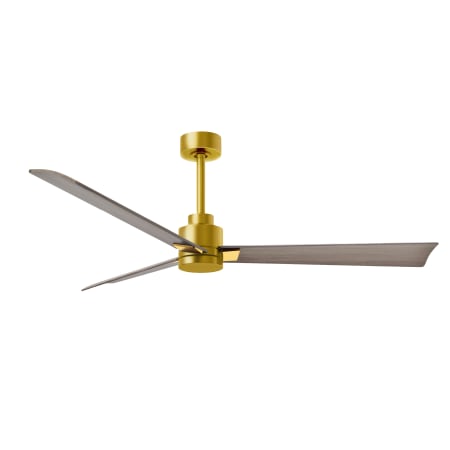 A large image of the Matthews Fan Company AK-56 Brushed Brass / Gray Ash