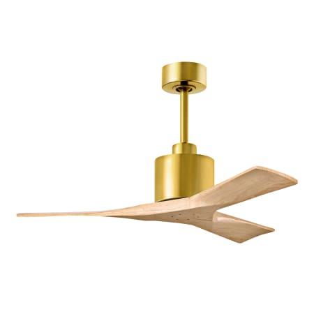 A large image of the Matthews Fan Company NK-42 Brushed Brass / Light Maple Tone