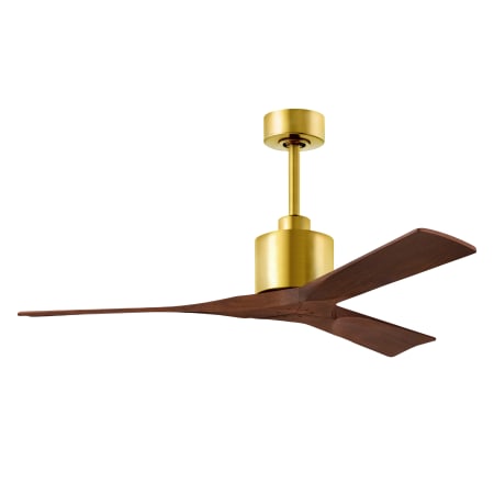 A large image of the Matthews Fan Company NK-BRBR-52 Brushed Brass / Walnut Tone