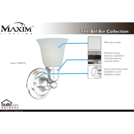 A large image of the Maxim MX 11086 Shown in Polished Chrome / White Glass