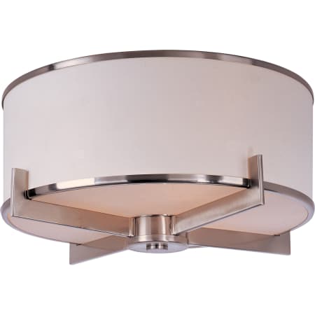 A large image of the Maxim 12050 Satin Nickel / White Fabric Shade