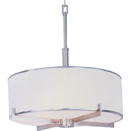 A large image of the Maxim 12053 Satin Nickel / White Fabric Shade