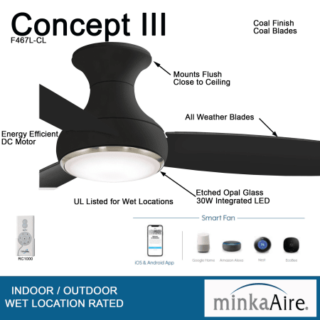 A large image of the MinkaAire Concept III Outdoor 54 LED Detailed - CL
