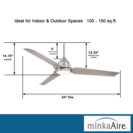 A large image of the MinkaAire Java LED Dimension - BNW