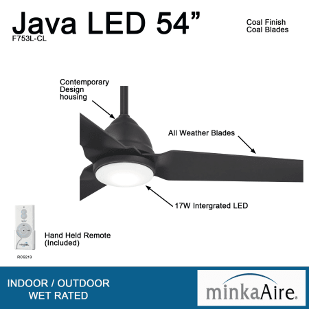 A large image of the MinkaAire Java LED Detail - CL