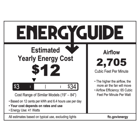 A large image of the MinkaAire Wave 44 Energy Guide