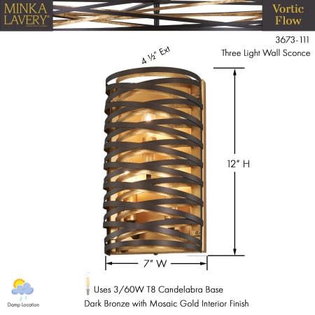 A large image of the Minka Lavery 3673 Dimensions