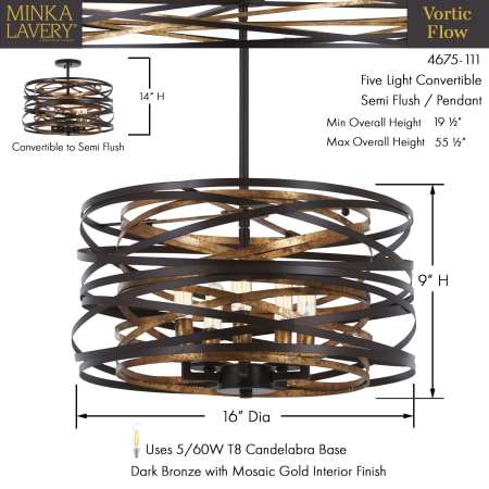 A large image of the Minka Lavery 4675 Dimensions