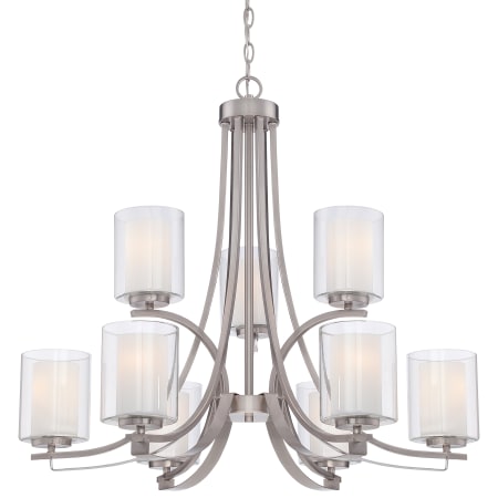 Brushed Nickel Minka Lavery 4109-84 Parsons Studio 9-Light 2-Tier Chandelier 