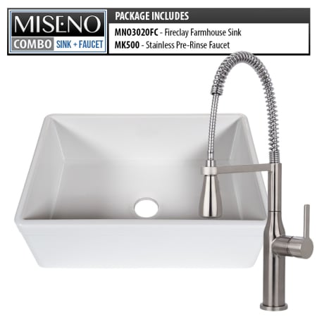 A large image of the Miseno MNO3020FC/MK500 White / Stainless Steel