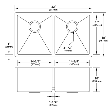 Miseno Mno163219sr5050 16 Gauge Stainless Steel 32 Undermount