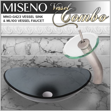 A large image of the Miseno MNOG423/ML100 Brushed Nickel/Clear Glass Faucet
