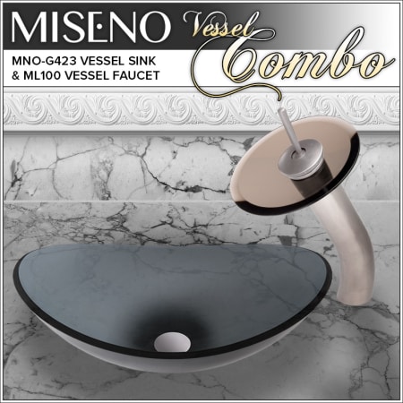 A large image of the Miseno MNOG423/ML100 Brushed Nickel/Brown Glass Faucet