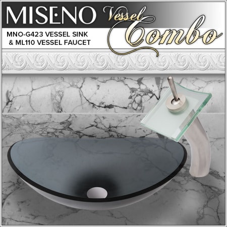 A large image of the Miseno MNOG423/ML110 Brushed Nickel/Clear Glass Faucet