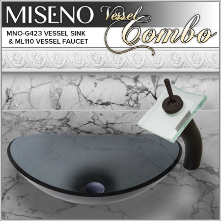 A large image of the Miseno MNOG423/ML110 Oil Rubbed Bronze/Clear Glass Faucet