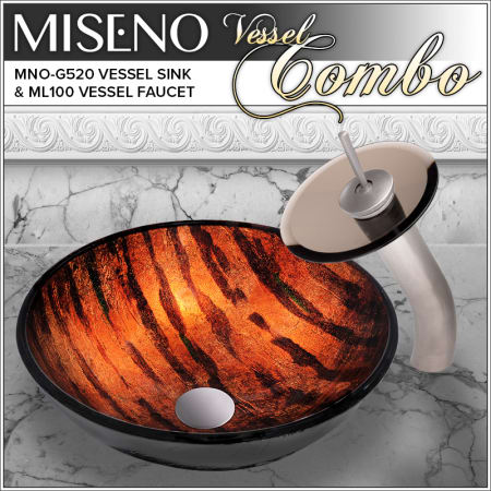 A large image of the Miseno MNOG520/ML100 Brushed Nickel/Brown Glass Faucet