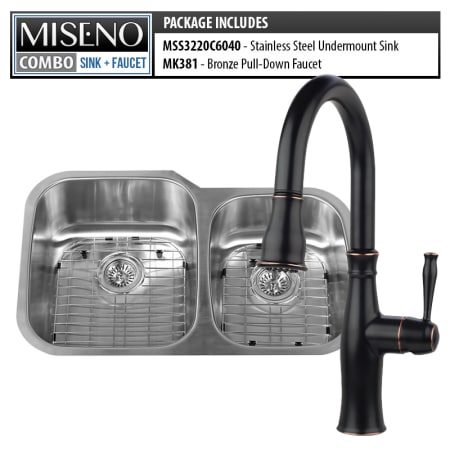 Miseno Undefined Undefined Kitchen Combo 32 Undermount Double Basin Stainless Steel Kitchen Sink With 60 40 Split And Pullout Spray High Arc Kitchen Faucet Miseno Com