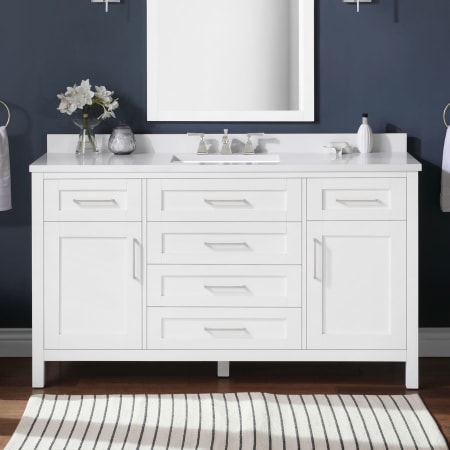 A large image of the Miseno MV-TAH260-15VVA White / White Cultured Marble