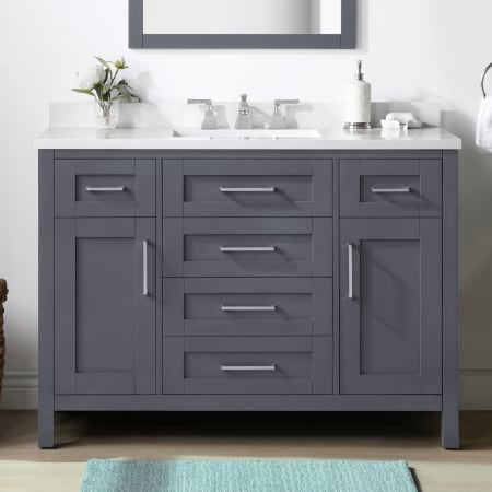 A large image of the Miseno MV-TAHB48-15VVA Dark Charcoal / White Cultured Marble