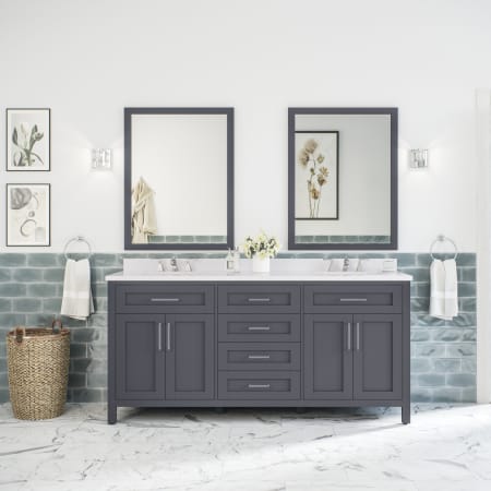 A large image of the Miseno MV-TAHB72-15VKC Dark Charcoal / White Cultured Marble