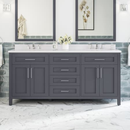 A large image of the Miseno MV-TAHB72-15VKC Dark Charcoal / White Cultured Marble