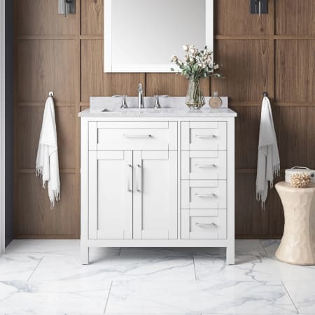 A large image of the Miseno MV-TAHO36-15VKC White / White Carrara Marble