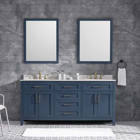 A large image of the Miseno MV-TAHO72-15VKC Midnight Blue / White Cultured Marble