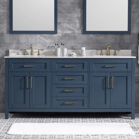 A large image of the Miseno MV-TAHO72-15VKC Midnight Blue / White Cultured Marble