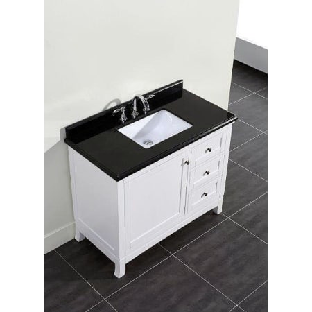 Miseno MVSO42 White 42" Free Standing Vanity Set with Cabinet, Granite