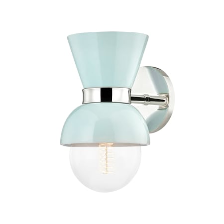 A large image of the Mitzi H469101 Polished Nickel / Ceramic Gloss Robins Egg Blue