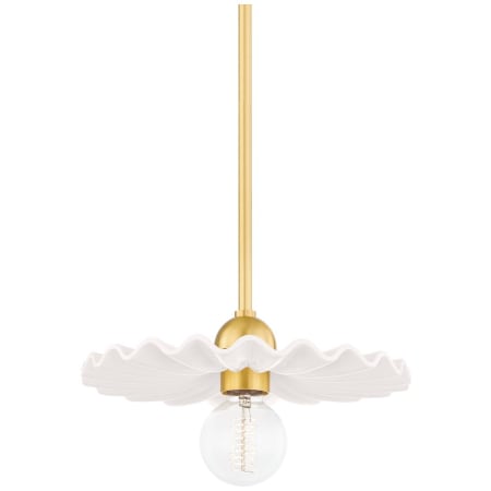 A large image of the Mitzi H499701 Aged Brass / Ceramic Gloss Cream