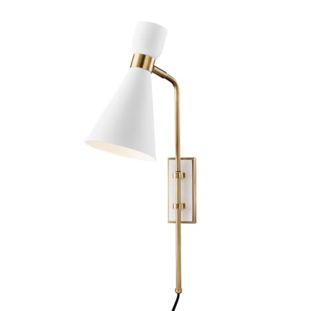A large image of the Mitzi HL295101 Aged Brass / White