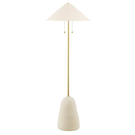 A large image of the Mitzi HL692401 Aged Brass / Ceramic Textured Beige