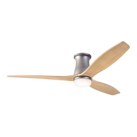 A large image of the Modern Fan Co. Arbor Flush with Light Kit Gloss White and Maple blades with 870 light kit