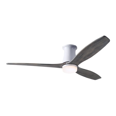 A large image of the Modern Fan Co. Arbor Flush with Light Kit Gloss White and Graywash blades with 870 light kit