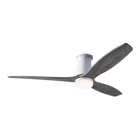 A large image of the Modern Fan Co. Arbor Flush with Light Kit Gloss White and Graywash blades with 870 light kit