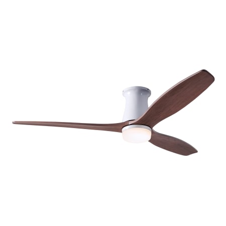 A large image of the Modern Fan Co. Arbor Flush with Light Kit Gloss White and Mahogany blades with 870 light kit
