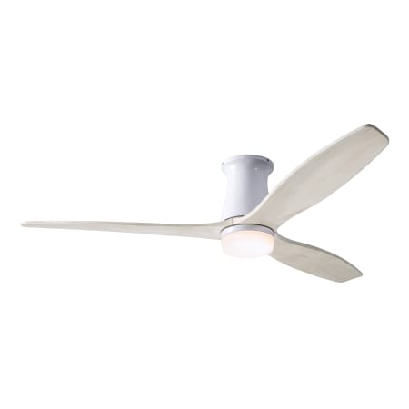 A large image of the Modern Fan Co. Arbor Flush with Light Kit Gloss White and Whitewash blades with 870 light kit
