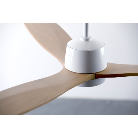 A large image of the Modern Fan Co. Arbor Gloss White and Maple - Side 1