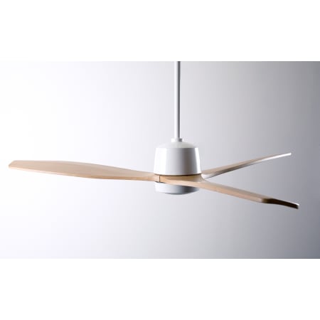 A large image of the Modern Fan Co. Arbor Gloss White and Maple - Side 3