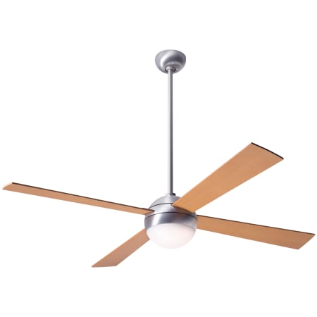 A large image of the Modern Fan Co. Ball with Light Kit Brushed Aluminum with Maple Blades and Canopy