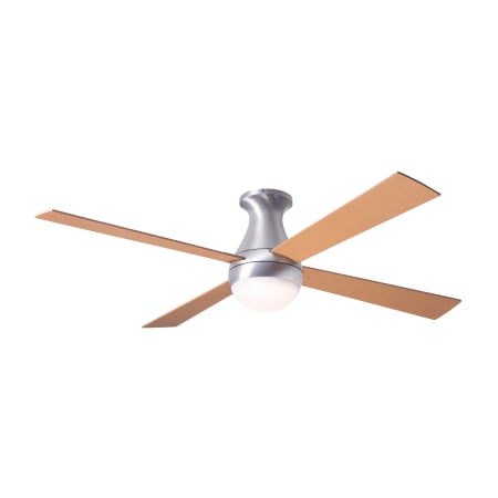 A large image of the Modern Fan Co. Ball Flush with Light Kit Brushed Aluminum with Maple Blades