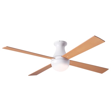 A large image of the Modern Fan Co. Ball Flush with Light Kit Gloss White with Maple Blades