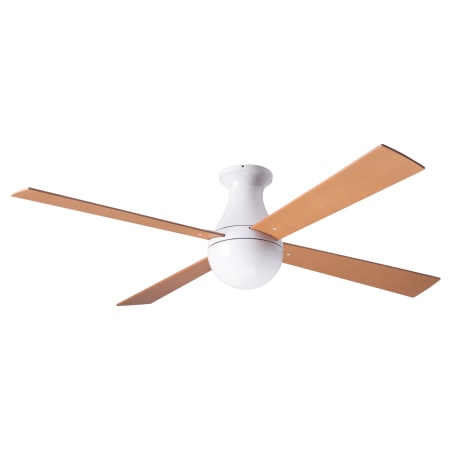 A large image of the Modern Fan Co. Ball Flush Gloss White with Maple Blades
